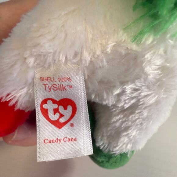 TY Beanie Boo Candy Cane Unicorn 6” White Red Green Holiday Plush EUC - Picture 5 of 5